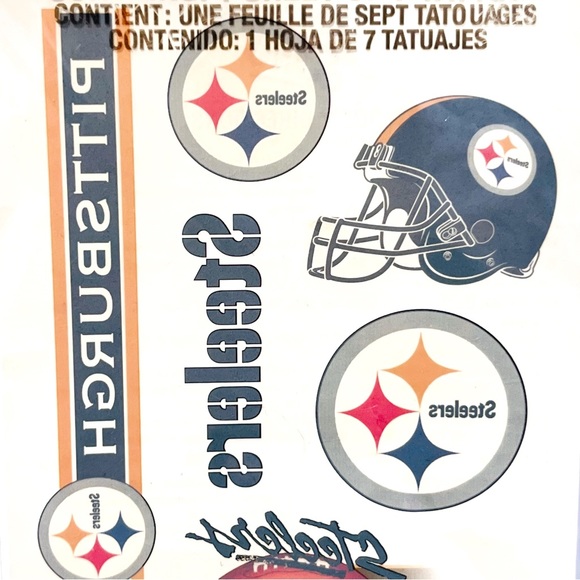 NFL National Football League Pittsburgh Steelers Temporary Tattoos Logo Helmet - Picture 4 of 11
